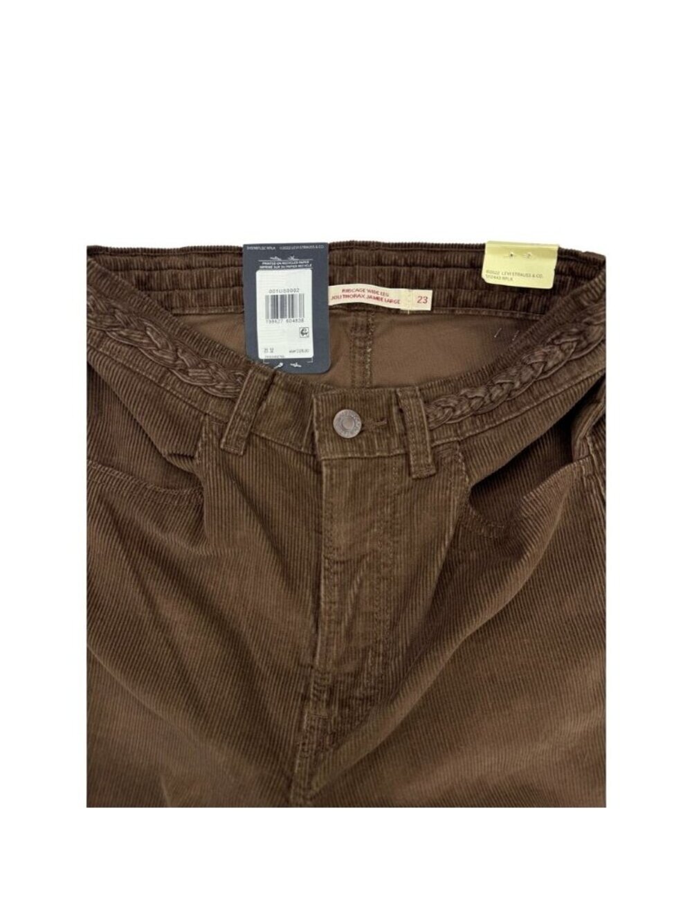 Levi's Ribcage Braided Wide Leg Corduroy Jeans Carafe Brown - Picture 5 of 9